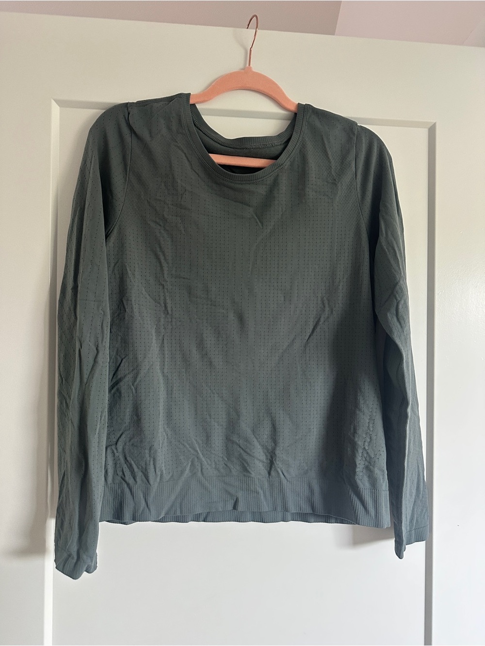 Athleta Women’s In Motion Seamless Long Sleeve Top in Lagoon Blue Green Sz Large